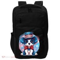 Cute Patriotic Red White And Blue Puppy Dog Impact Tech Backpack thumb 0