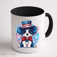 Cute Patriotic Red White And Blue Puppy Dog Coffee Mug thumb 1