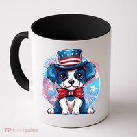 Cute Patriotic Red White And Blue Puppy Dog Coffee Mug thumb 0
