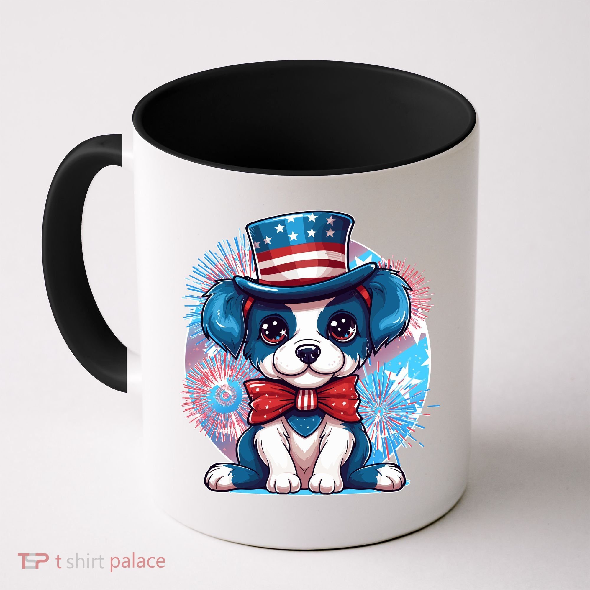 Cute Patriotic Red White And Blue Puppy Dog Coffee Mug