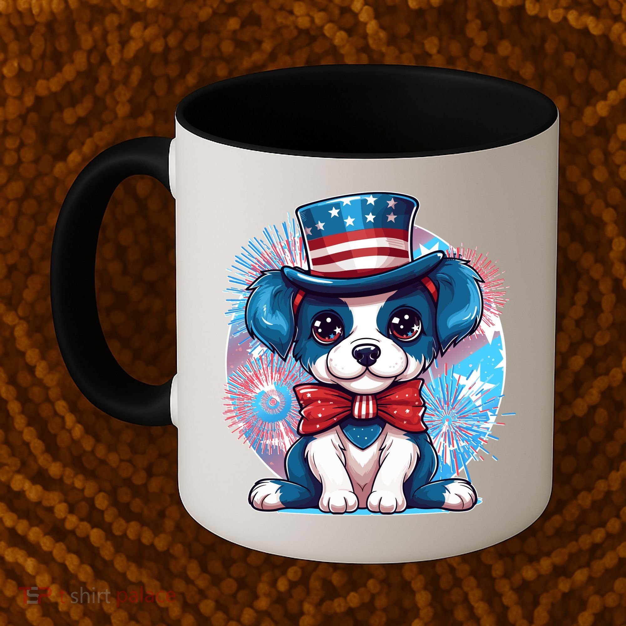 Cute Patriotic Red White And Blue Puppy Dog Coffee Mug