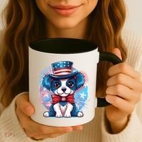 Cute Patriotic Red White And Blue Puppy Dog Coffee Mug thumb 3