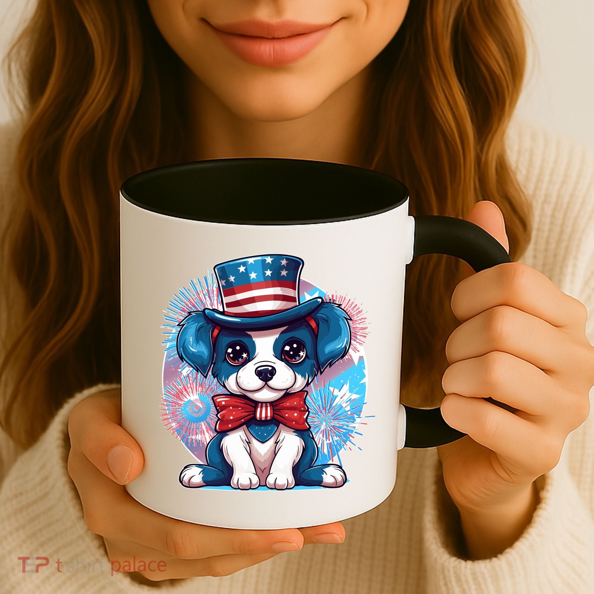 Cute Patriotic Red White And Blue Puppy Dog Coffee Mug