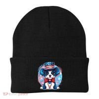 Cute Patriotic Red White And Blue Puppy Dog Beanie thumb 0