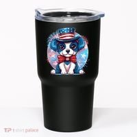 Cute Patriotic Red White And Blue Puppy Dog Tumbler thumb 0