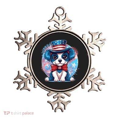 Cute Patriotic Red White And Blue Puppy Dog Ornament