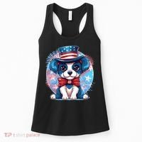 Cute Patriotic Red White And Blue Puppy Dog Women's Tank Top thumb 0
