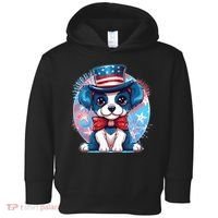 Cute Patriotic Red White And Blue Puppy Dog Toddler Hoodie thumb 0