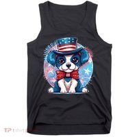 Cute Patriotic Red White And Blue Puppy Dog Tank Top thumb 0