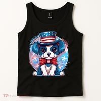 Cute Patriotic Red White And Blue Puppy Dog Tank Top thumb 2