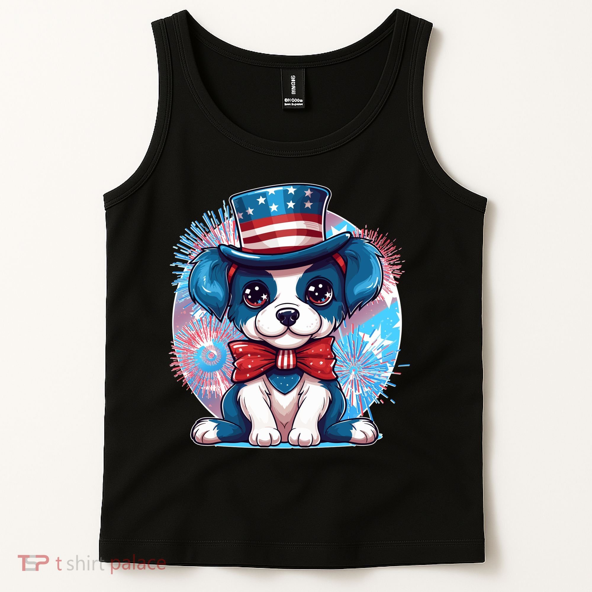 Cute Patriotic Red White And Blue Puppy Dog Tank Top