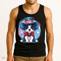 Cute Patriotic Red White And Blue Puppy Dog Tank Top thumb 3