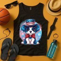 Cute Patriotic Red White And Blue Puppy Dog Tank Top thumb 4