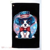 Cute Patriotic Red White And Blue Puppy Dog Golf Towel thumb 0