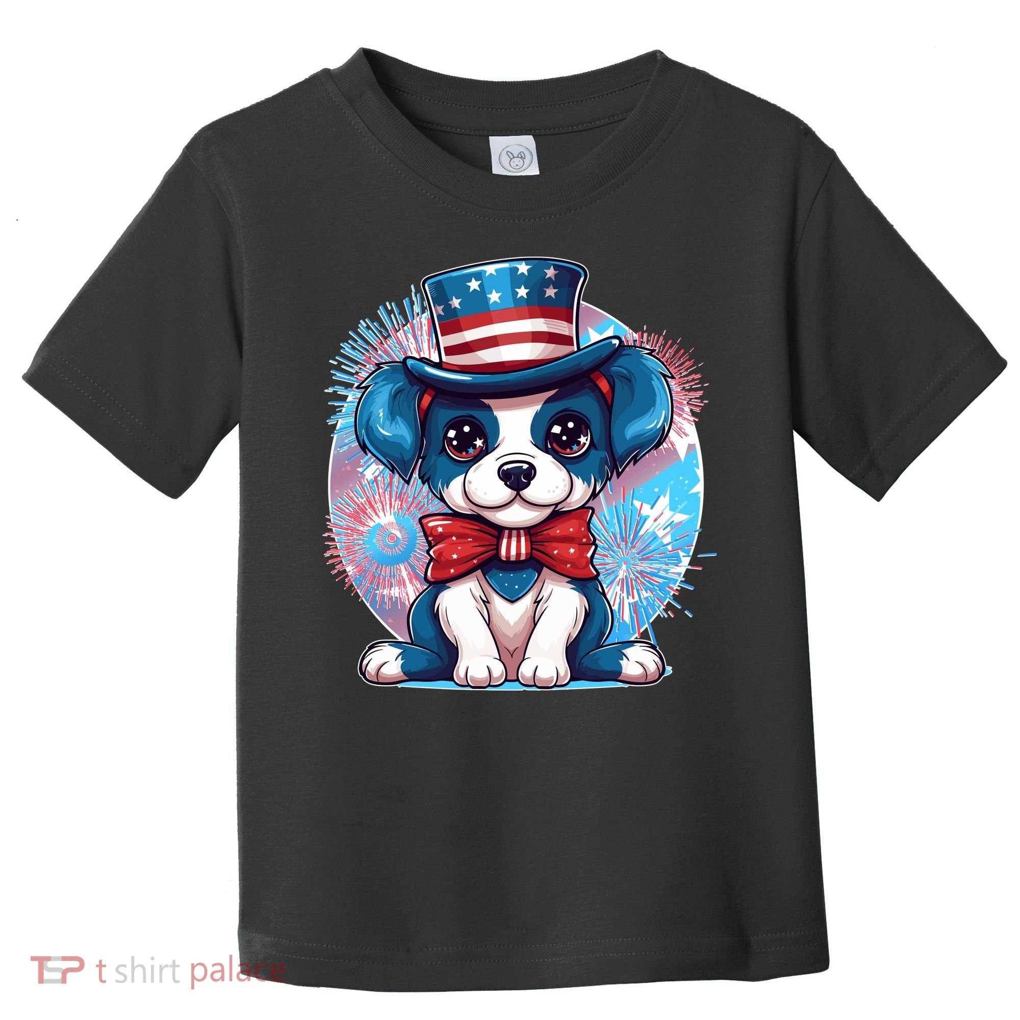 Cute Patriotic Red White And Blue Puppy Dog Toddler T-Shirt