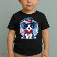 Cute Patriotic Red White And Blue Puppy Dog Toddler T-Shirt thumb 2