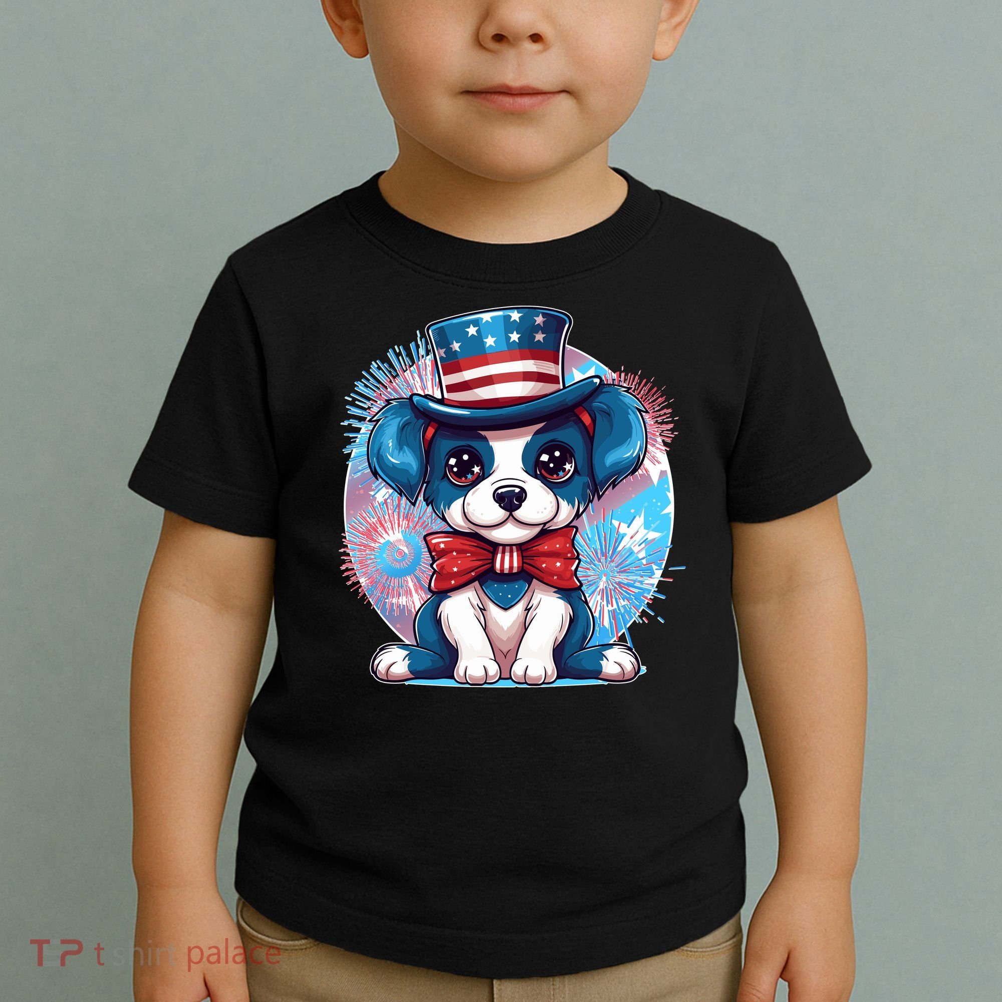 Cute Patriotic Red White And Blue Puppy Dog Toddler T-Shirt