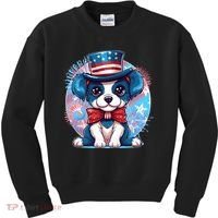 Cute Patriotic Red White And Blue Puppy Dog Kids Sweatshirt thumb 0