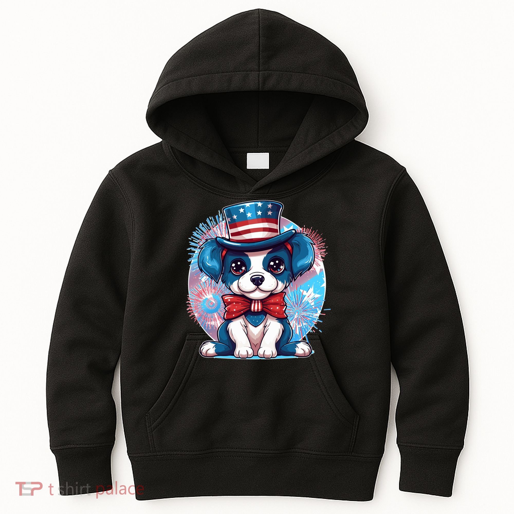 Cute Patriotic Red White And Blue Puppy Dog Kids Hoodie