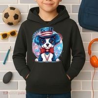 Cute Patriotic Red White And Blue Puppy Dog Kids Hoodie thumb 2
