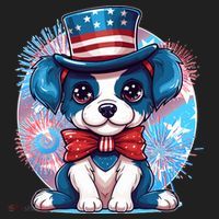 Cute Patriotic Red White And Blue Puppy Dog Kids Long Sleeve Plaid Pajama Set thumb 2