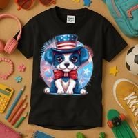 Cute Patriotic Red White And Blue Puppy Dog Kids T-Shirt thumb 3