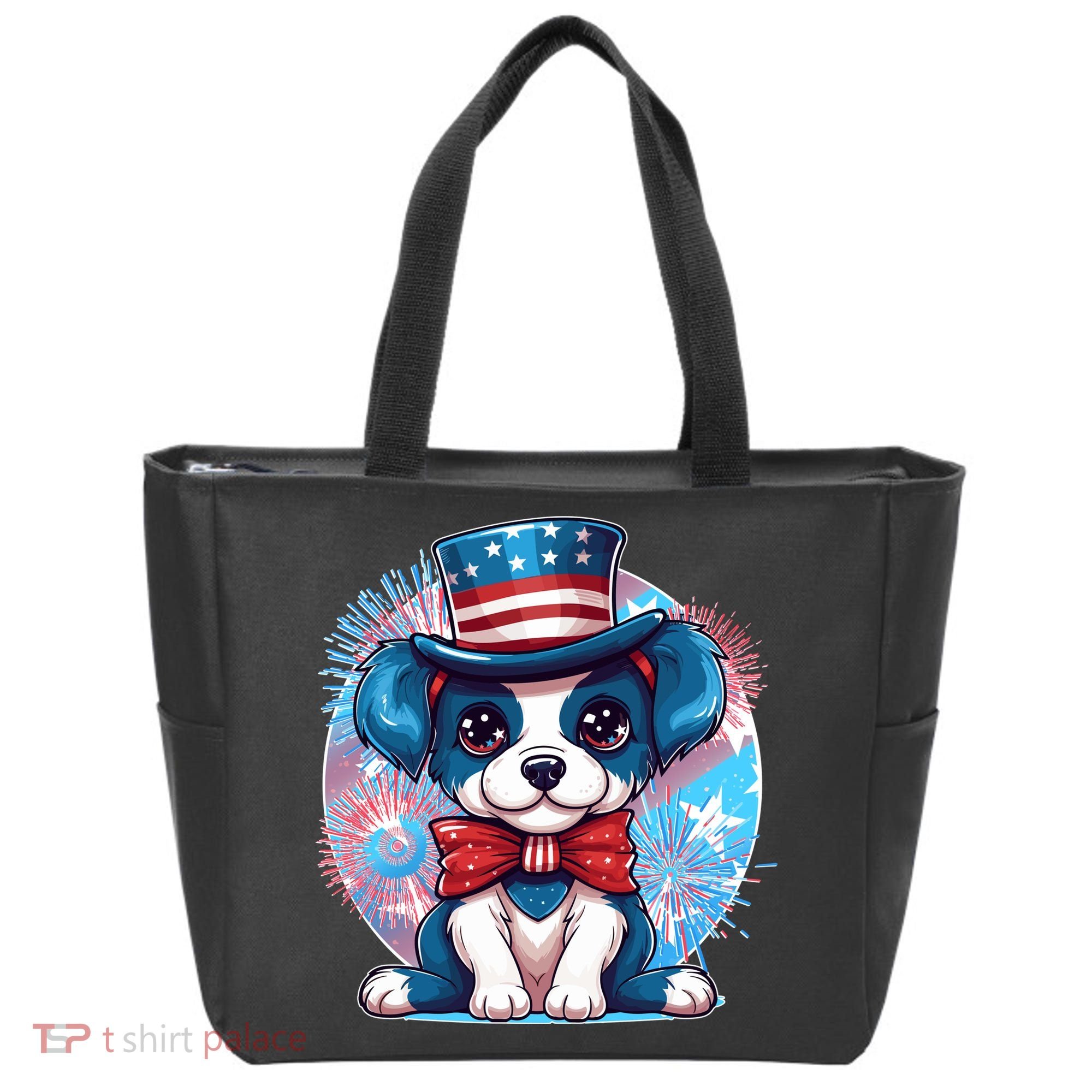 Cute Patriotic Red White And Blue Puppy Dog Tote Bag