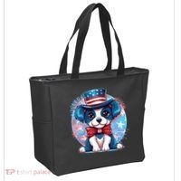 Cute Patriotic Red White And Blue Puppy Dog Tote Bag thumb 2