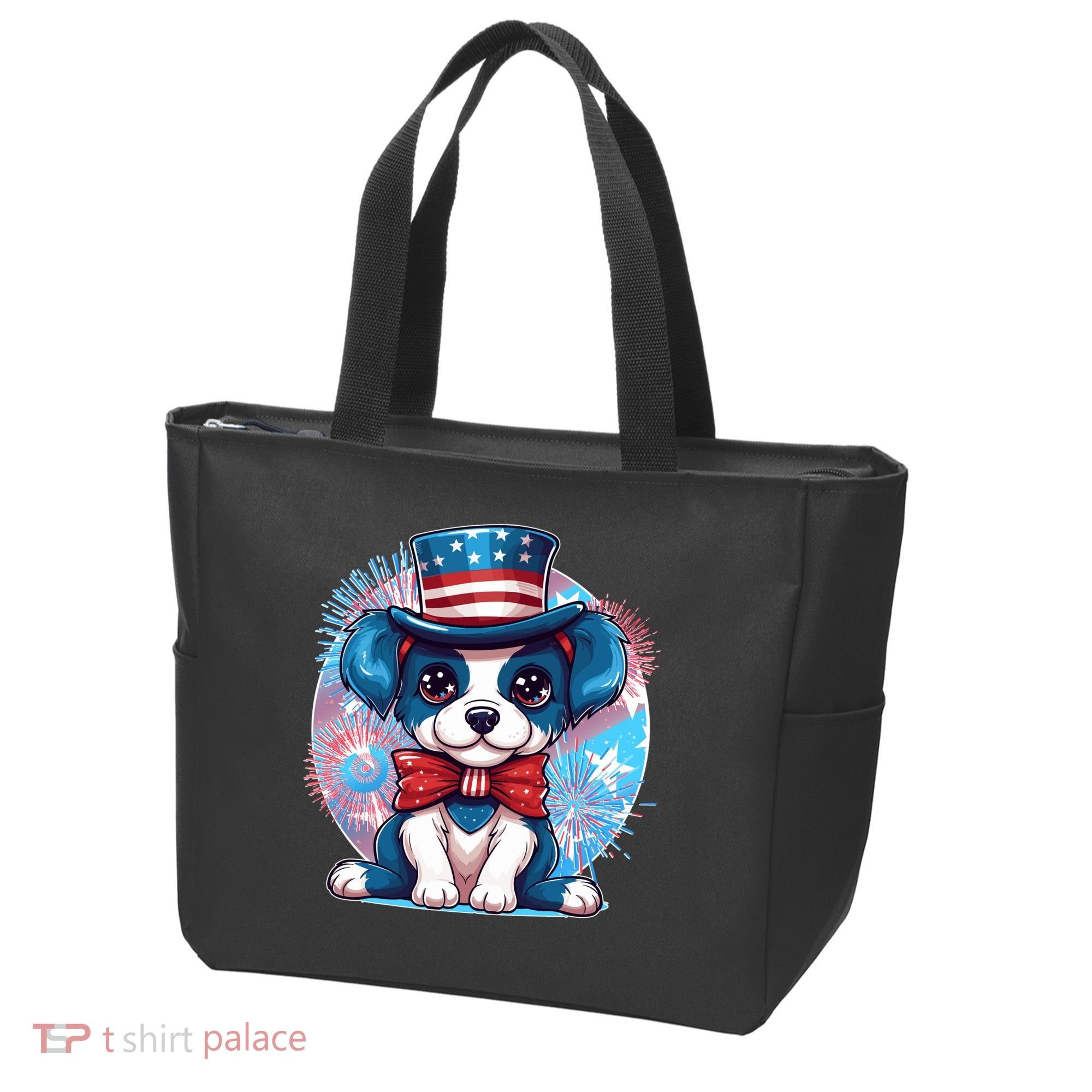 Cute Patriotic Red White And Blue Puppy Dog Tote Bag