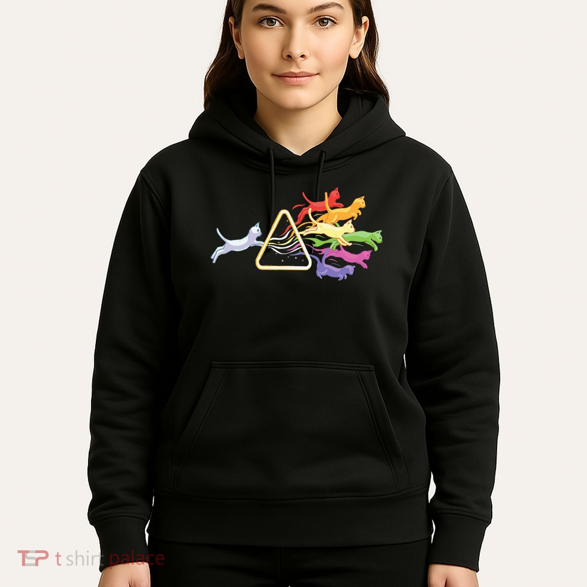 Cat Prism Rainbow Light Funny Physics Science Spectral Cat Hoodie