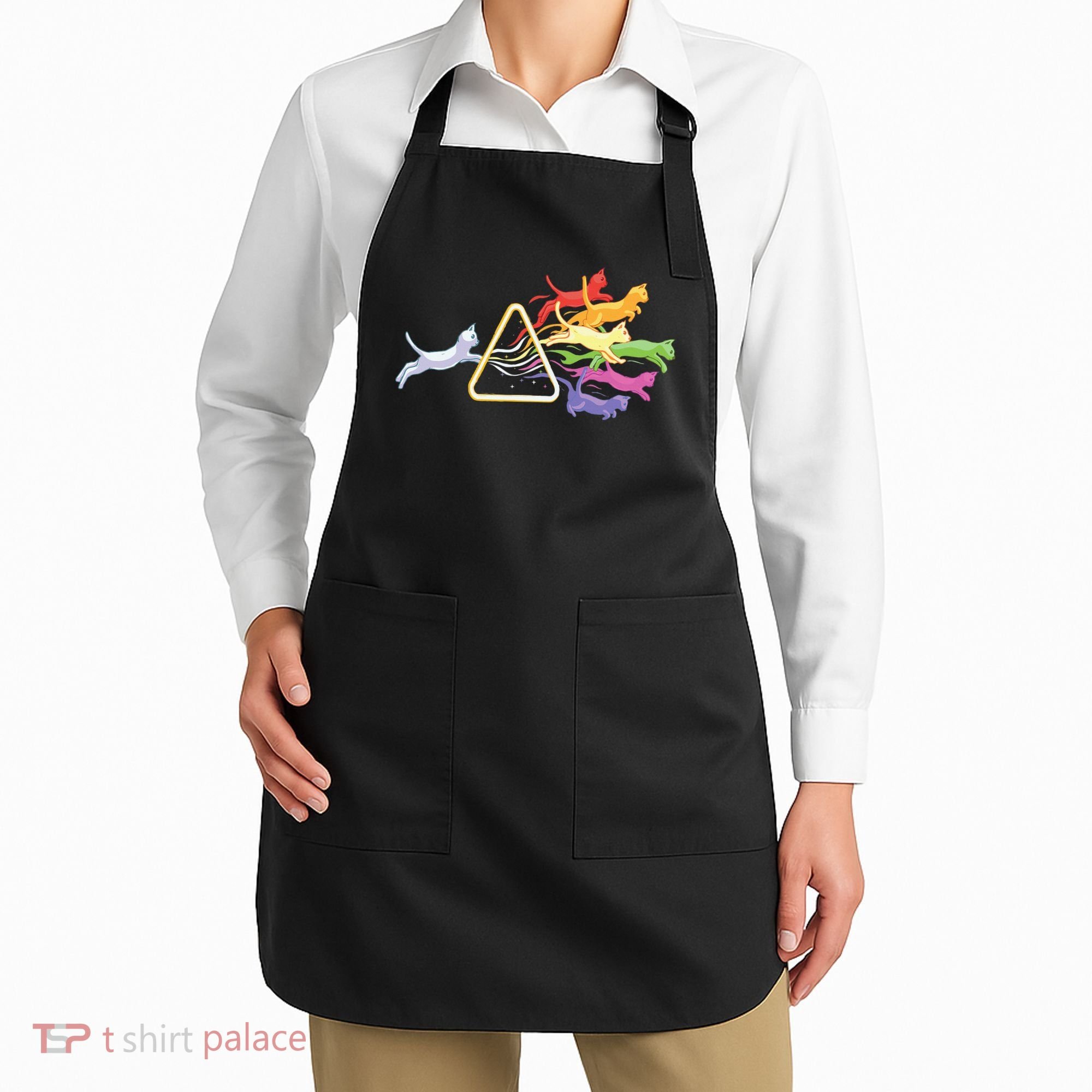 Cat Prism Rainbow Light Funny Physics Science Spectral Cat Apron