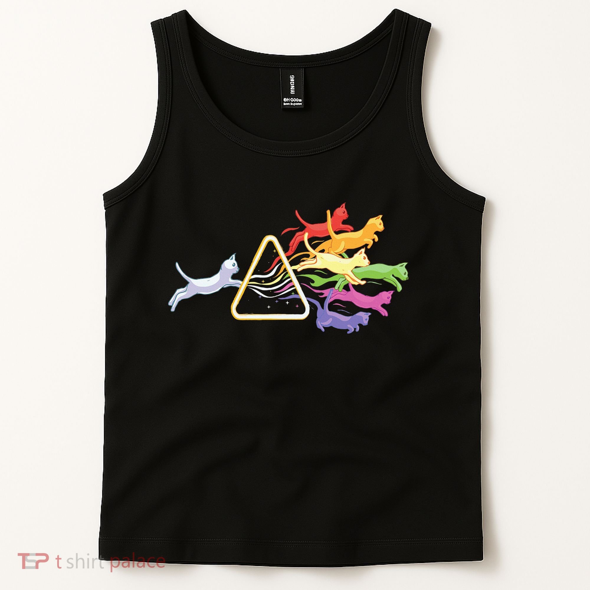 Cat Prism Rainbow Light Funny Physics Science Spectral Cat Tank Top