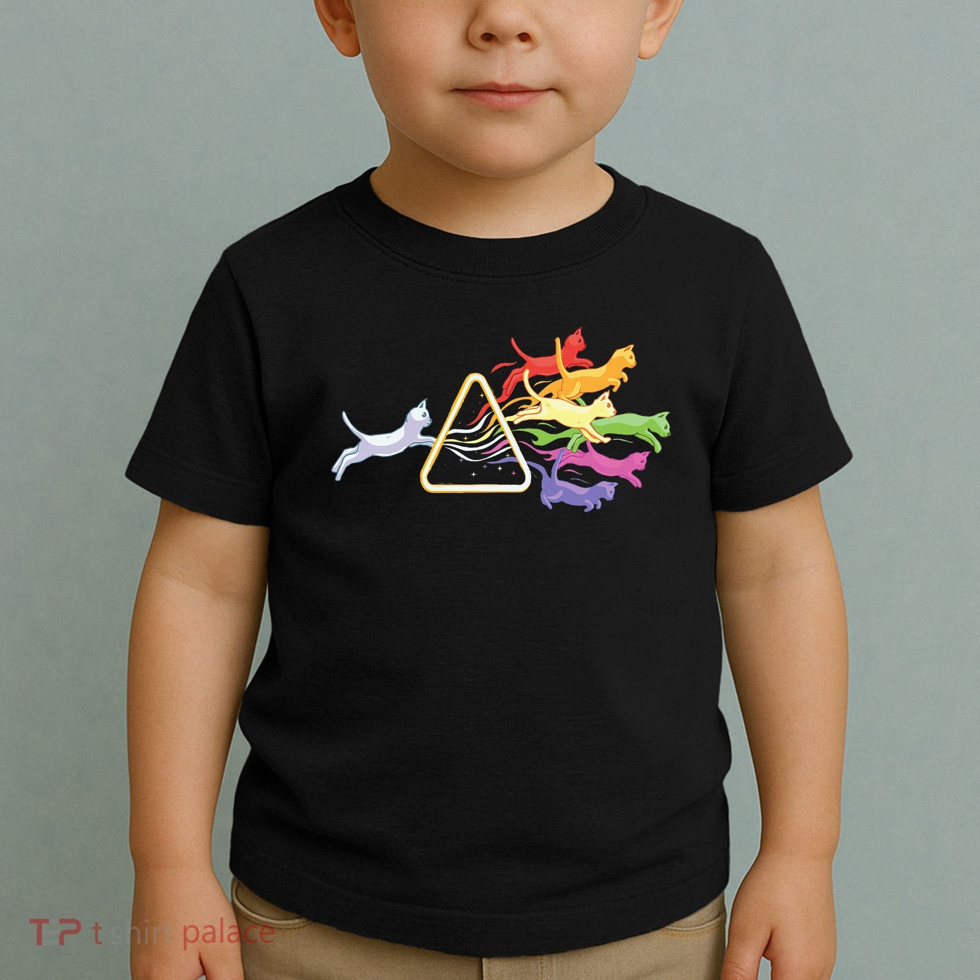 Cat Prism Rainbow Light Funny Physics Science Spectral Cat Toddler T-Shirt