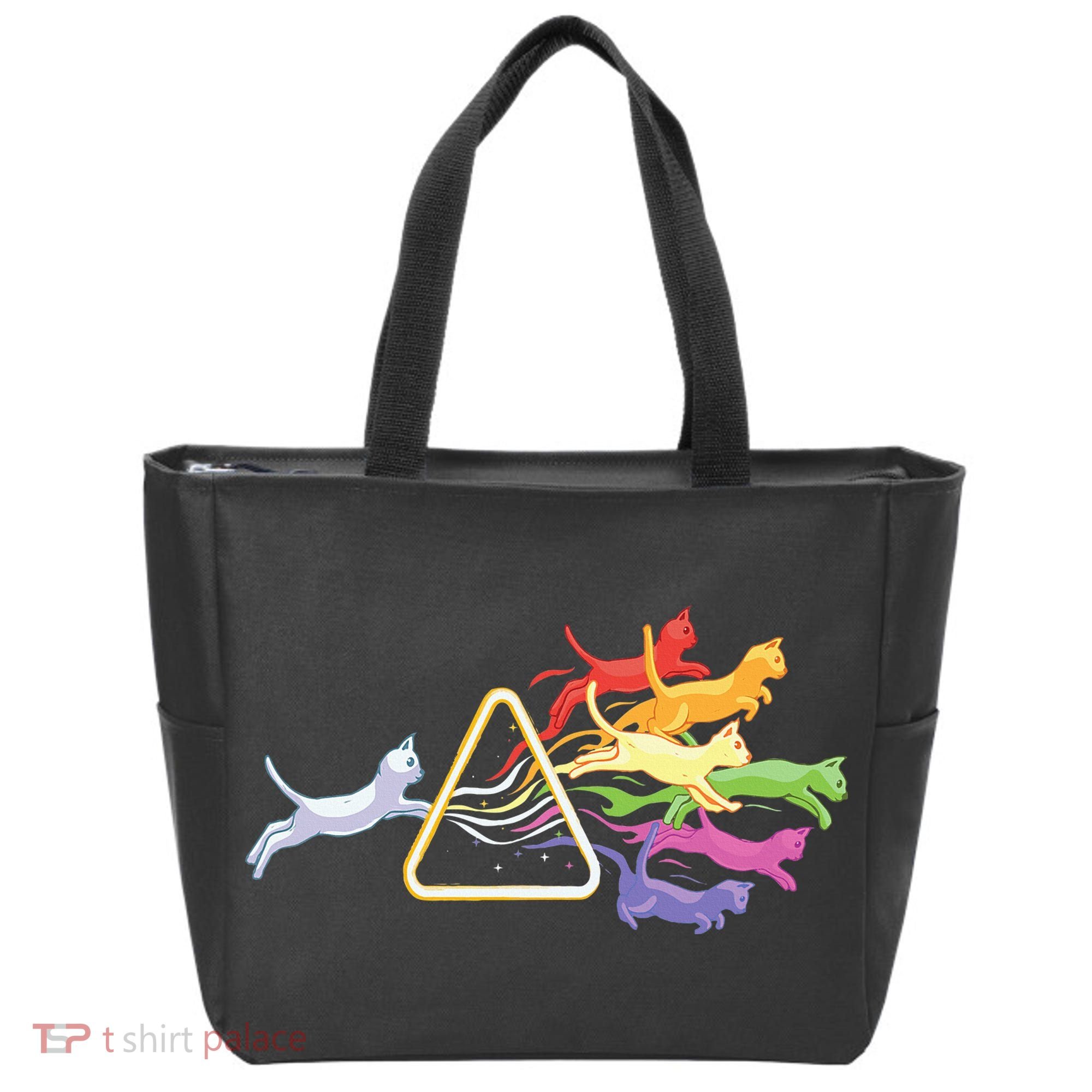 Cat Prism Rainbow Light Funny Physics Science Spectral Cat Tote Bag