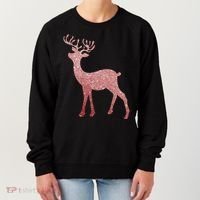 Cute Pink Reindeer Winter Holiday Gift Women's Sweatshirt thumb 0