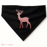 Cute Pink Reindeer Winter Holiday Gift USA-Made Doggie Bandana thumb 0