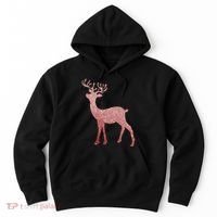 Cute Pink Reindeer Winter Holiday Gift Hoodie thumb 0