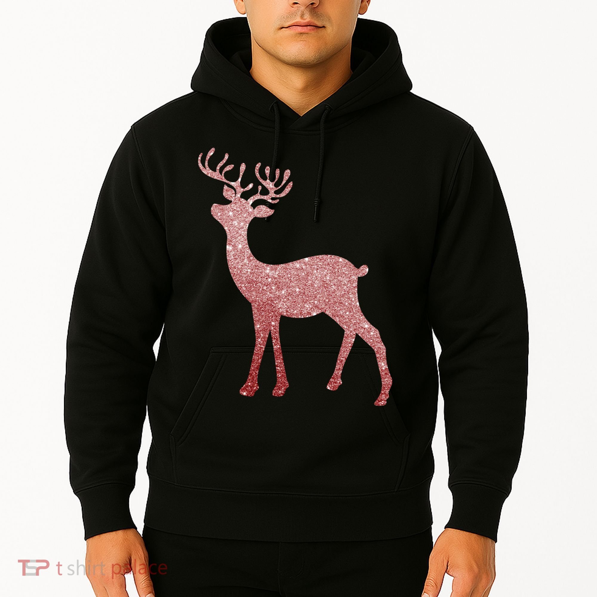 Cute Pink Reindeer Winter Holiday Gift Hoodie