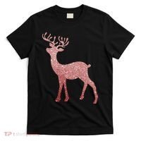 Cute Pink Reindeer Winter Holiday Gift T-Shirt thumb 0