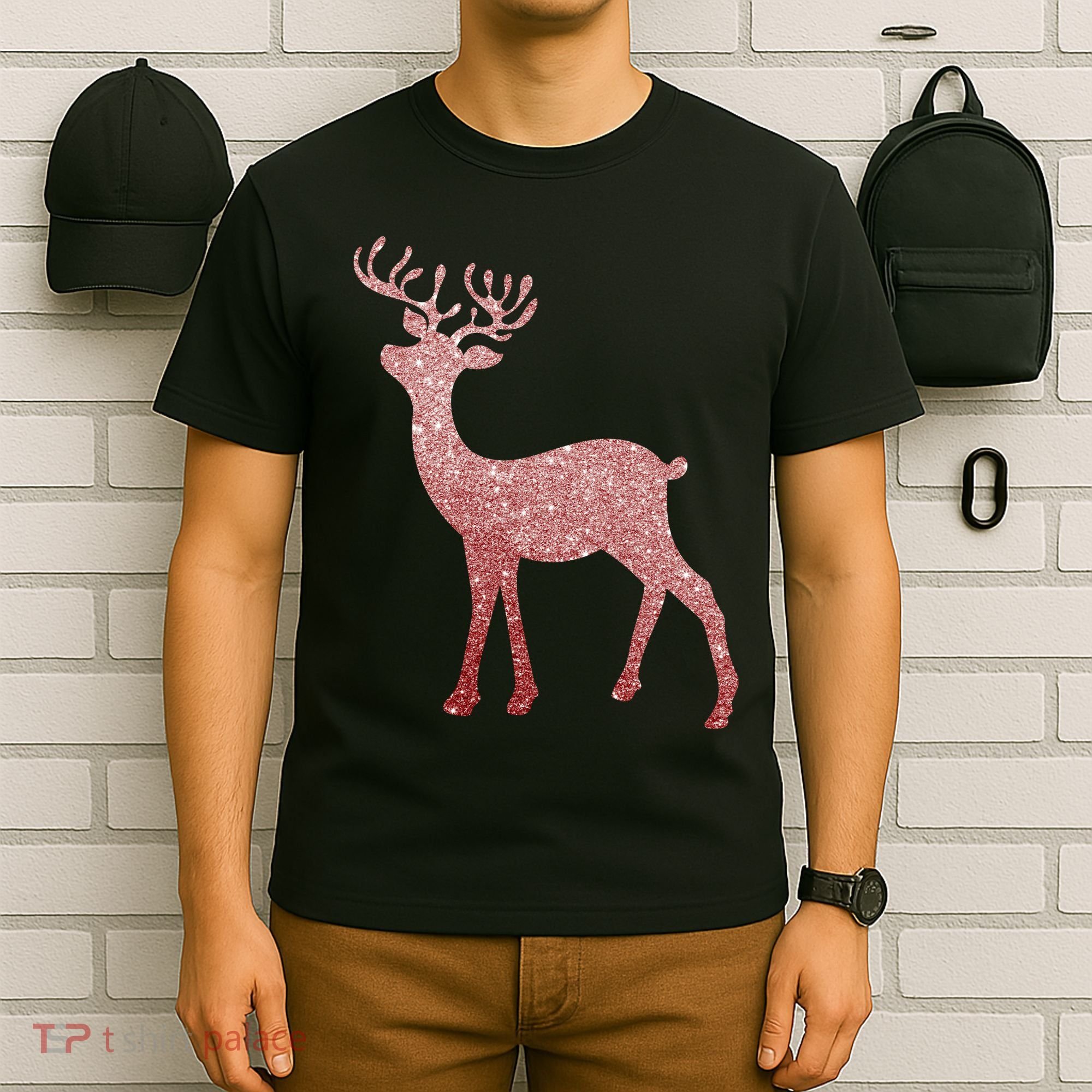 Cute Pink Reindeer Winter Holiday Gift T-Shirt