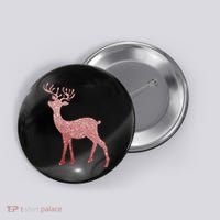 Cute Pink Reindeer Winter Holiday Gift Button thumb 0