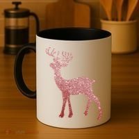 Cute Pink Reindeer Winter Holiday Gift Coffee Mug thumb 4