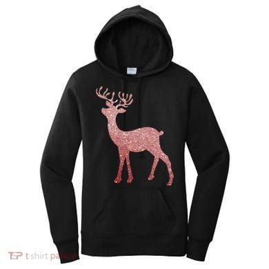 Cute Pink Reindeer Winter Holiday Gift Women's Hoodie