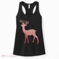 Cute Pink Reindeer Winter Holiday Gift Women's Tank Top thumb 0