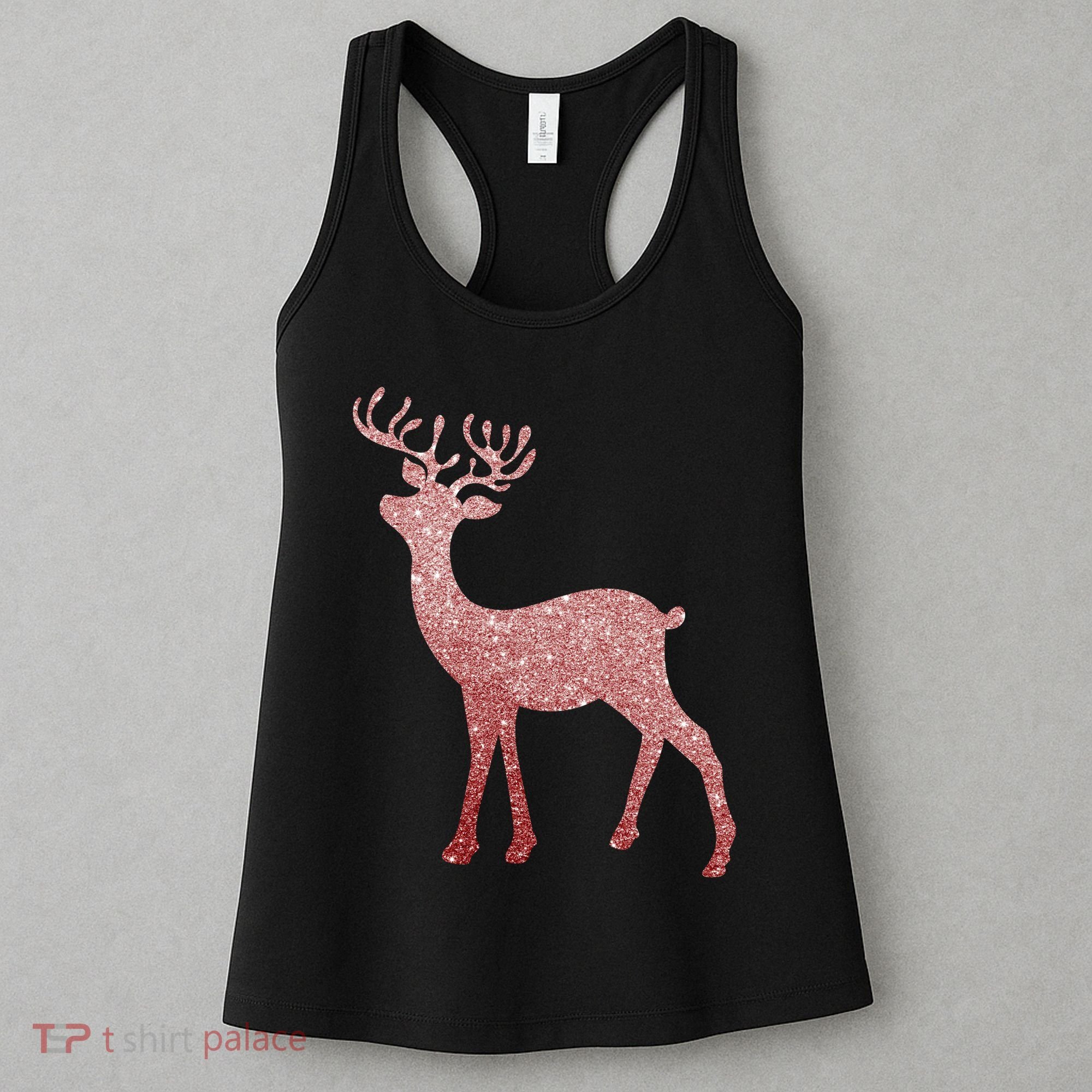 Cute Pink Reindeer Winter Holiday Gift Women's Tank Top