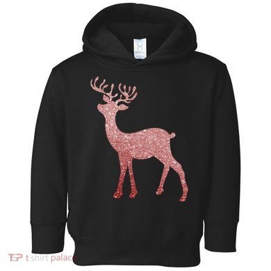 Cute Pink Reindeer Winter Holiday Gift Toddler Hoodie