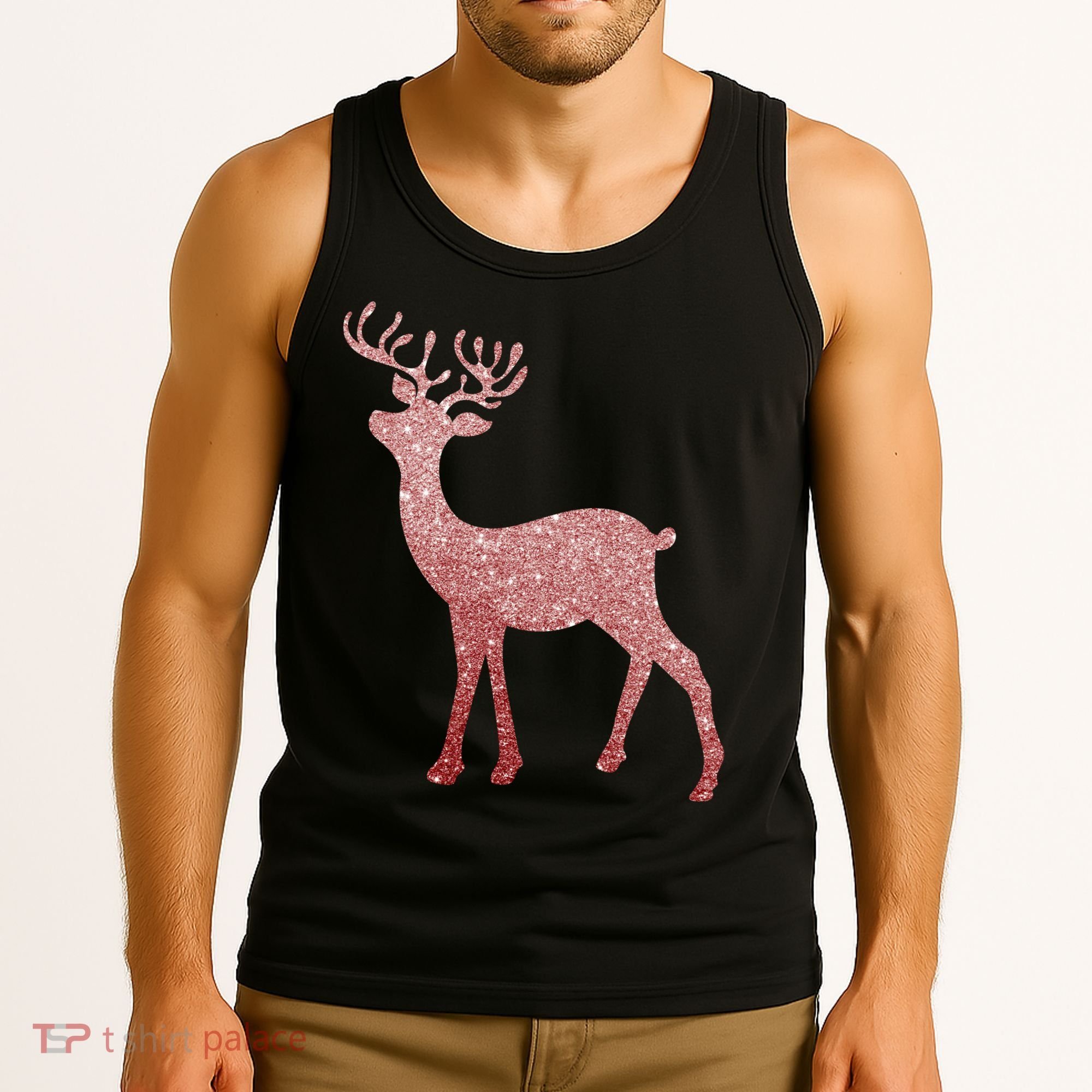 Cute Pink Reindeer Winter Holiday Gift Tank Top