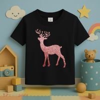 Cute Pink Reindeer Winter Holiday Gift Toddler T-Shirt thumb 3