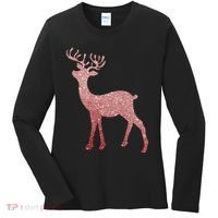 Cute Pink Reindeer Winter Holiday Gift Women's Long Sleeve Shirt thumb 0