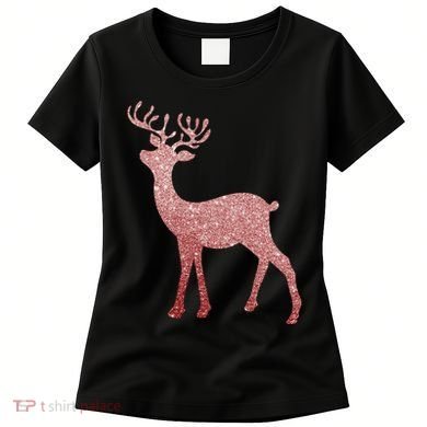 Cute Pink Reindeer Winter Holiday Gift Women's T-Shirt
